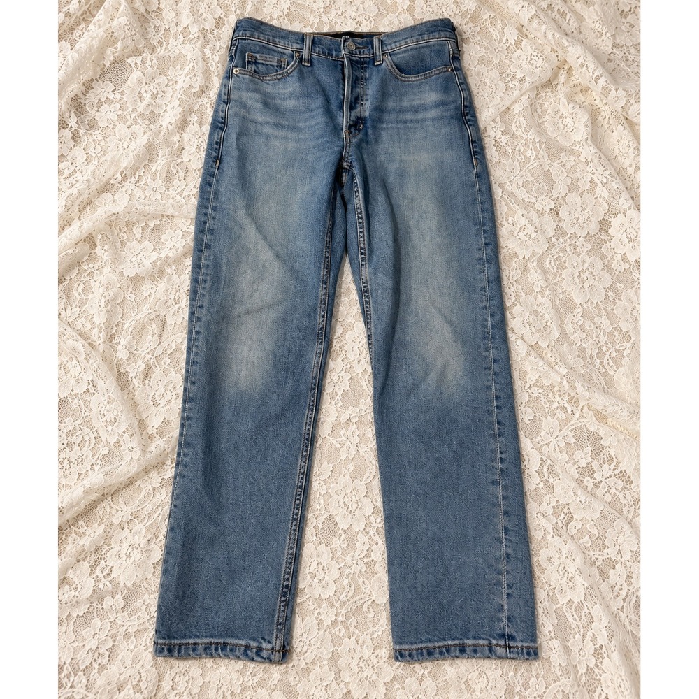 Banana Republic Straight Leg Jeans Light Wash Button Fly 27 Minimalist Timeless